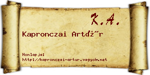Kapronczai Artúr névjegykártya